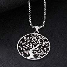 不锈钢生命之树项链，女士个性化项链，银链项链 - 生命之樹 - 查看 5