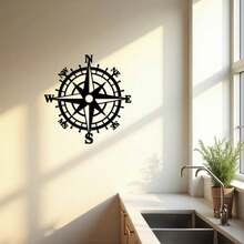 Metal Nautical Compass Wall Decor- Beach Theme Art For Home& Garden-Outdoor Metal Signs For Home-Elegant Design, Enhances The Overall Look Of Any Space-Metal Signs-Novelty Birthday Gift For Parents - Black - View 2