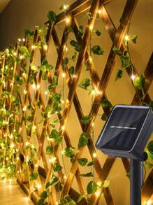 1 pieza Guirnalda de Luces Solares con Hiedra, 20/50/100 luces LED de hada para jardín, 10m/5m/1m Luces de cuerda de vid artificial de hiedra para exterior para boda, fiesta, decoración de pared, hotel, cumpleaños, alimentadas por energía solar