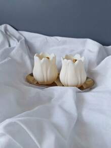 1 pieza Molde de silicona en forma de tulipán para velas perfumadas, jabón, soportes de aromaterapia, decoración para el alféizar de la ventana, rincón de lectura, plantas en maceta, diseño suave y seguro