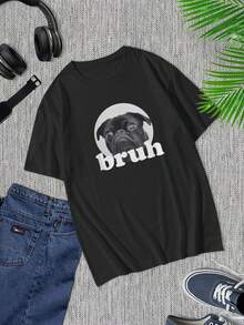 Camiseta divertida de Pug - Camiseta gráfica de perro lindo para hombres y mujeres - Top informal de manga corta - Regalo perfecto para amantes de mascotas - Camiseta cómoda de mezcla de algodón - Dicho humorístico - Camiseta negra - Negro - Ver 1