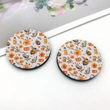 2 pièces de dessous de verre à motif floral pour voiture, tapis de coupe de voiture élégant et durable, séchage rapide et antidérapant