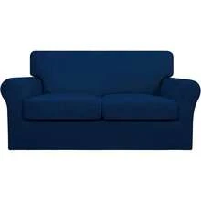Upgrade Your Living Room With 4 Pieces Stretch Dark Gray Couch Cover For Dogs - Washable Sofa Slipcover - Elastic Furniture Protector For Pets And Kids - Navy - View 1