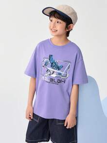Balabala 2025 Summer New Boys Short Sleeve T-Shirt Quick Dry - Violet - View 2