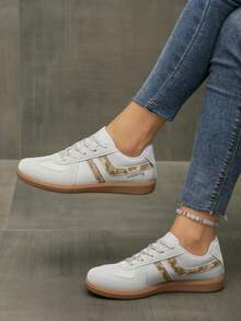 流行透气阿甘风格硫化鞋，女士2025春季新款百搭休闲运动鞋 - 卡其色 - 查看 2