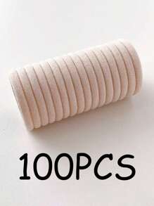 100pcs Solid Color Synthetic Fiber Casual Ponytail Holders, Fashion Accessories, For Women, All Season