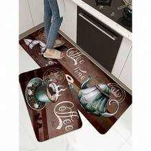 One Pink Coffee Cup Pattern Printed Kitchen Floor Mat, Plush Soft Anti-Slip Absorbent Mat Suitable For Home Kitchen Restaurant Living Room ,Room Decor - Coffee Brown - View 4