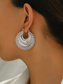 1 paire de boucles d'oreilles de mode à forme d'ellipse asymétrique avec design de sac chance, convient pour le port quotidien pour les femmes