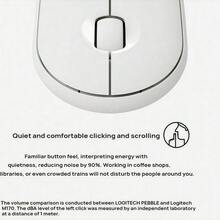 Logitech [Pebble Pebble Mouse] Ratón inalámbrico Bluetooth ultradelgado y silencioso, diseñado especialmente para Apple Mac/iPad, interruptor de un solo clic para múltiples dispositivos, equipo de alta calidad para oficina, sala de estudio, cafetería, oficina móvil - Blanco - Ver 2