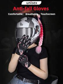 AD 1 Pair Women's Black & Pink Motorcycle Gloves, Touch Screen Padded Breathable Anti-Slip, Suitable For MBX/MTB/ATV, Cycling Sports Gloves