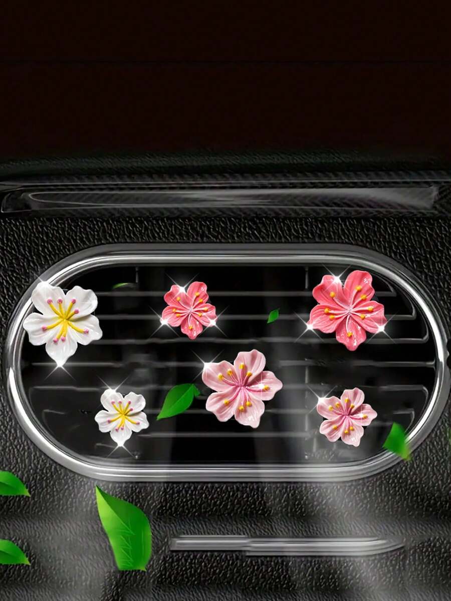 Set de 2, 4 o 6 ambientadores de coche con diseño de Sakura, clips decorativos aromáticos para el conducto del aire acondicionado del coche