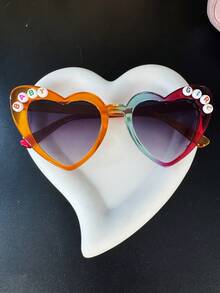1 PC Personalized Name Sunglasses, Custom Sunglasses For Woman, Heart Shaped Sunglasses Personalized Name Glasses, Bridesmaid Glasses, Newlyweds Glasses, Bridal Sunglasses, Wedding Glasses - Random Colored Letters - View 9