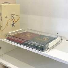 1 pieza Caja de almacenamiento de documentos transparente, impermeable y a prueba de polvo, organizador de archivos doméstico multifuncional, organizador de escritorio ahorra espacio para documentos importantes, certificados, papeles, licencias comerciales, adecuado para el hogar, la oficina, el dormitorio y la sala de estudio