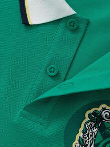 Balabala Children's Short Sleeve T-Shirt 2025 Summer Boys' Polo Shirt Quick-Dry - Green and White - View 3