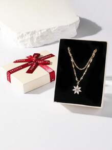 1 pieza Collar de mujer bañado en oro, Collar de cadena con diseño de girasol, Regalo del Día de la Madre con/sin joyero