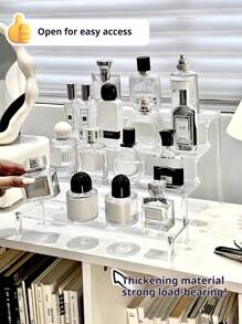 1 pieza Estante de exhibición apilable de acrílico DIY, organizador de almacenamiento multifuncional transparente, estantería de exhibición de múltiples capas para figuras, joyas, cosméticos, perfumes, para colecciones de vacaciones en la playa, baño y dormitorio, gran capacidad