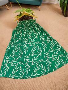 Steve Store Women's Fashion Viscose Fabric Skirt With Lining, Has Pocket And Slit On The Sides - 綠色 - 查看 3