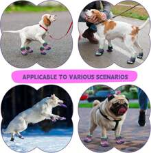 Dog Shoes For Hot Pavement, 4 Pack Breathable Dog Boots& Paw Protectors, Outdoor Dog Booties For Hardwood Floors, Reflective Dog Shoes Large Size Dogs