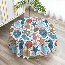 1 pieza Mantel con estampado de serie marina, moderno mantel rectangular/redondo de poliéster impermeable, estampado digital adecuado para sala de estar, comedor al aire libre, mesa redonda pequeña