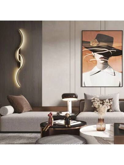 1pc Charging LED Wand Lamp, Adjustable Temperature Brightness, Dimmable Remote Control, 60/80cm Long Strip, Zwart Aluminum Material, Easy To Install Bedroom Kitchen Corridor Staircase Villa Restaurant view 6