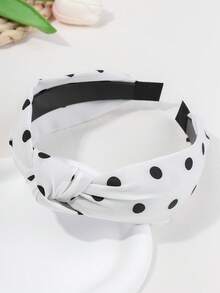 1 件女士简约黑白条纹和波尔卡圆点蝴蝶结头带，时尚百搭发饰，适合日常和工作发带发箍