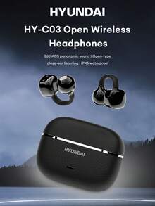 HYUNDAI 现代 HY-C03 简约蓝牙耳机，骨传导，长播放时间，低延迟，环绕声，高保真音乐，游戏，通话，降噪，麦克风，运动，跑步，商务，适用于智能手机和电脑的无线耳机耳夹式耳机 - 彩色 - 查看 2