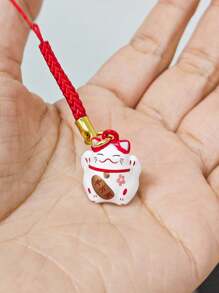 1pc Japanese Lucky Cat Keychain - Cute Maneki Neko Bell Charm, Perfect For Bags, Phones, And Keys, Adorable Lucky Cat Pendant With Omamori Charm For Prosperity And Protection