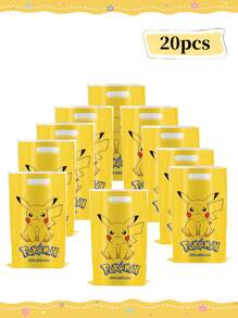 pokemon Bolsa de regalo con estilo Pikachu amarillo de 10/20/30/40 piezas de , bolsa favorita para fiesta, decoración de fiesta de cumpleaños o festival, con asa incorporada para sostener y almacenar regalos cómodamente