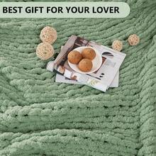 Chunky Knit Blanket - Soft Chenille Yarn Throws 40x50: Handmade Thick Cable Crochet Blanket - Large Chunky Yarn Rope Knot Throw For Couch, Sofa, Bed Home Decor - Sage Green - 查看 6