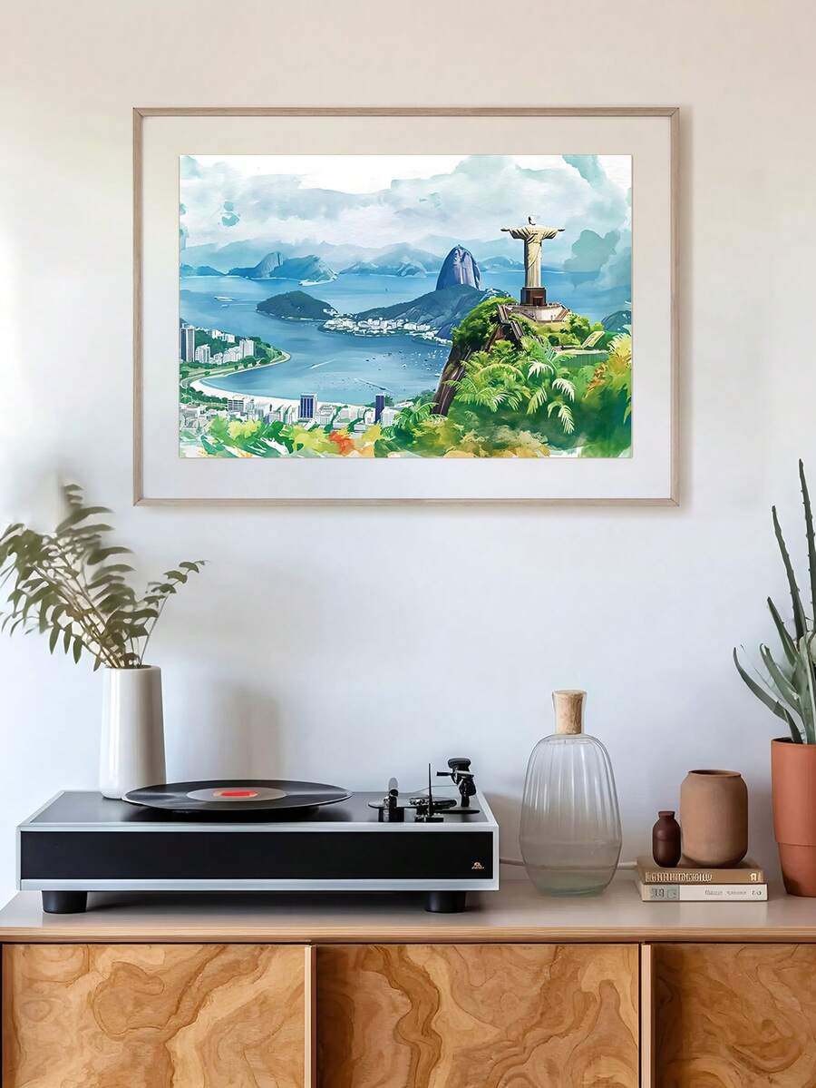 1/5 szt. Duży wydruk na płótnie Brazylia Dzień Niepodległości, sztuka ścienna Rio De Janeiro, Chrystus Odkupiciel Brazylijski wystrój domu, sztuka brazylijska, sztuka ścienna z plakatem w ramce, do salonu, sypialni, dekoracji ściennej biura, gotowy do powieszenia