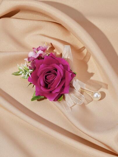 1pc Elegant Minimalist Rose Flower Brooch, Suitable For Wedding, Ball, Party Wear Valentine's Day Accessories