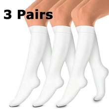 3双装女士压缩袜，渐变压力隐形防滑透气，适合跑步、徒步、旅行、健身、飞行等场合，舒适保暖。 - 彩色 - 查看 9