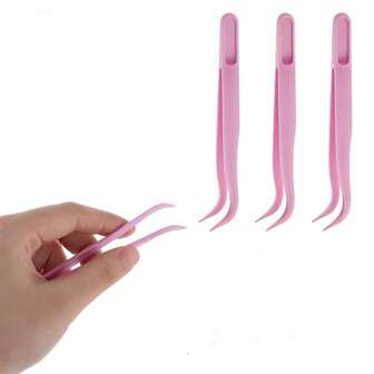 3件套随机颜色DIY手工马卡龙镊子，假指甲贴纸，塑料钻石画尖头镊子套装，夏季，学校