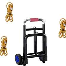 Folding Handcart For Easy Storage And Transportation, Equipped With A Retractable Anti Slip Handle For Easy Grip And Movement. Includes Two Detachable Elastic Bands For Securely Securing Goods During Transportation - Black - View 11