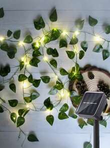 1 pieza Guirnalda de Luces Solares con Hiedra, 20/50/100 luces LED de hada para jardín, 10m/5m/1m Luces de cuerda de vid artificial de hiedra para exterior para boda, fiesta, decoración de pared, hotel, cumpleaños, alimentadas por energía solar