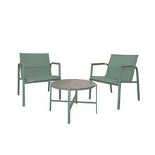 Conjunto Jardín de 2 Sillones + Mesa de Acero Resistente, Decorativo y Ligero. Asiento para Exterior en Patio, Balcón y Terraza de Fácil Instalación. (Verde, 3 Piezas) - Verde - Ver 1