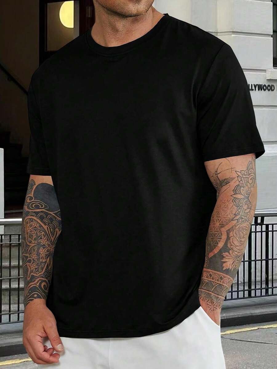 Camiseta gráfica minimalista blanca para hombre | Camiseta casual de algodón suave | Moda streetwear | Regalo para marido | Camiseta de moda para uso diario - Negro - Ver 1