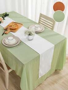 1pc Minimalist Rustic Style Solid Color Wrinkle Textured Tablecloth, Suitable For Picnic, Party, Living Room, Dining Room, Home Decor - Multicolor - View 2