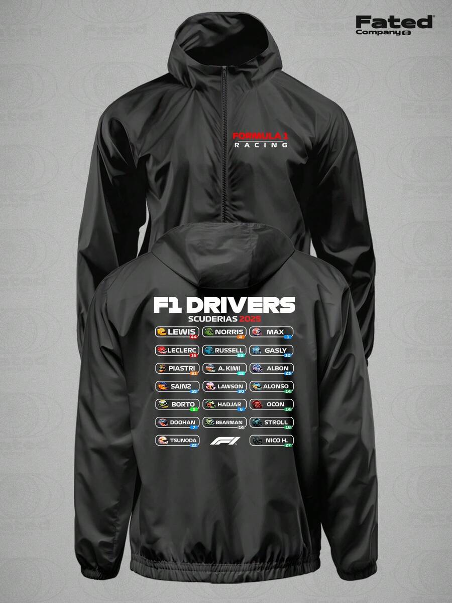 Drivers Scuderias 2025 Windbreaker - Fated Car Winter Collection Unisex - Negro - Ver 1