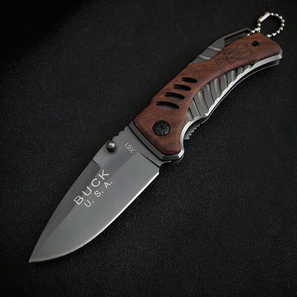 Tactical Mini X61 Flipper Folding Pocket Knife 5CR13Mov Blade Stainless Steel Inlaid Wood Handles Outdoor Camping EDC Multitool