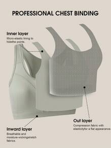 1pc Women Chest Binder, Style, Trans, Transgender, FTM, Les, Microplastic Shaping Vest, Adjustable Seamless Binding, Flattens Chest, Style Top