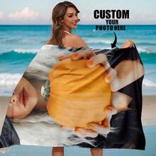 1Pc Soft Polyester Blend Custom Photo Beach Towel - Personalized Bath & Pool Towel, Perfect Vacation Gift, Modern Fantasy Design Travel Essentials Travel Accessories Beach Essentials,Sunny Journey,Xmas Decoration,For Housewarming,Elegant Living - Multicolor - View 5