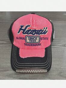 Vintage Versatile 3D Letter Embroidered Baseball Cap, Contrast Color Snapback Hat, Suitable For Men And Women Outdoor Travel, Adjustable