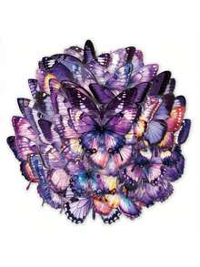 SCXXBSW 50pcs Purple Butterfly Cartoon Graffiti Stickers Decorative Water Cups Notebook Luggage Double Transparent Waterproof Stickers - Multicolor - View 5