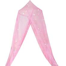 Hanging Mosquito Net, Fine Mesh Luminous Stars Princess Bed Canopy Dustproof Bug Net - Pink - View 6