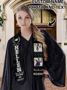 1pc Customized 2025 Graduation Shawl, Personalized Name & Photo Shawl, Premium Graduation Shawl, 6 Color Options, Double Layered Craftsmanship, Long-Lasting Colors, Shine Bright During Graduation Season