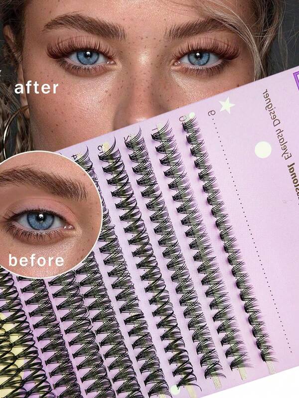 200 Clusters Eyelash Extension Kit 20D DIY Eyelash Cluster Eyelash Extension Kit, 9-16mm Eyelash Kit, Elastic And Natural Curl, Signature Wispy Effect, Criss Cross Pattern, Reusable And Suitable For Contact Lenses