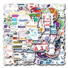 55Pcs School Subject Stickers Vinyl Aesthetics Motivational Stickers Scrapbook, Journaling, Laptop, Bumper, Skateboard, Water Bottles, Computer, Phone, Cartoon, Hard Hat, Car Stickers - Multicolor - View 1