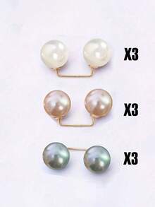 9pcs Pearl Brooch Pin Set - Adjustable, Non-Slip, Pins For Waist Cinching, Collar Adjusting, Scarf Fixing, Fashion Accessory, Comes In Champagne, Grey, White Faux Pearl Buttons - Ideal For Dresses, Blouses And Garment Decor - Multicolor - View 16