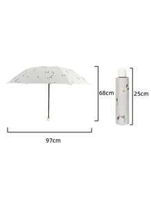 1 pieza Paraguas plegable manual de alta calidad con flores para mujer, de doble uso para lluvia/sol, a prueba de viento, con protección UV